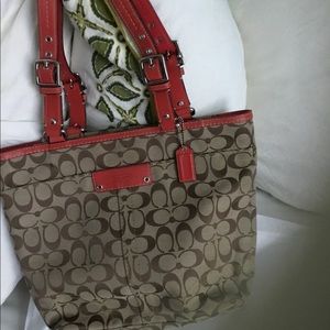 Coach signature bag with orange trim